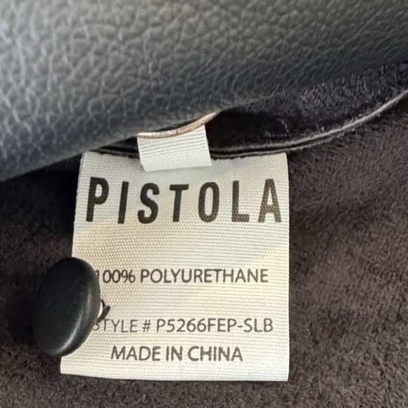 Pistola Adina Black Puff Sleeve Black Faux Leather Blouse Size S - Picture 10 of 15